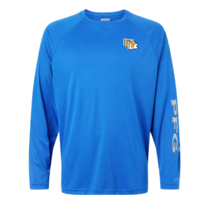 Columbia Terminal Tackle Long Sleeve fishing shirt in Vivid Blue with Burgees logo