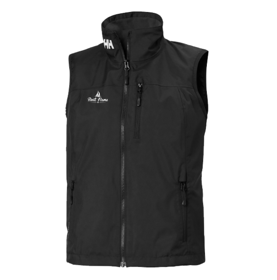 Women's Helly Hansen Vest in Black with sample boat name logo on the right chest