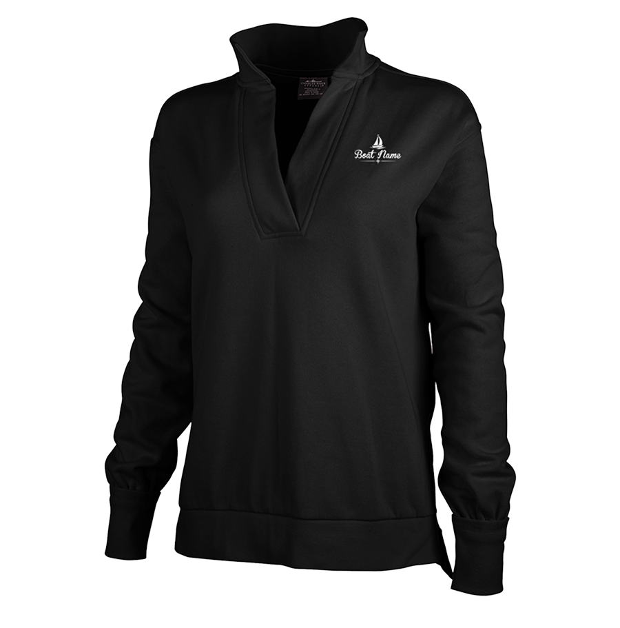 Women's Coastal sweatshirt in Black with sample boat name logo