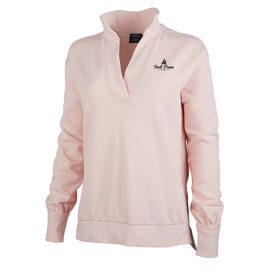 Women's Coastal sweatshirt in Pale Pink with sample boat name logo