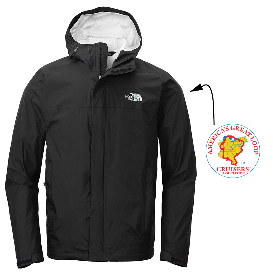 Men's North Face rain jacket in Black with AGLCA logo