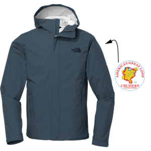 Men's North Face rain jacket in Shady Blue with AGLCA logo