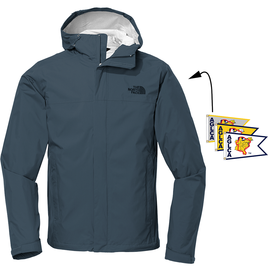 Men's North Face rain jacket in Shady Blue with Burgees logo