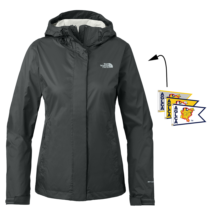 Women's North Face rain jacket in Black with Burgees logo