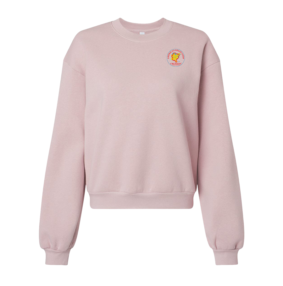 Women's crew sweatshirt in blush with AGLCA logo