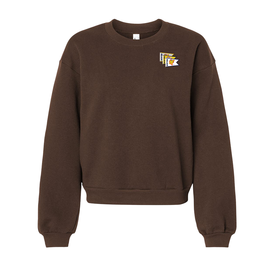 Women's crew sweatshirt in brown with burgees logo