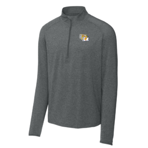 Stretch quarter zip in Charcoal Grey Heather with burgees logo